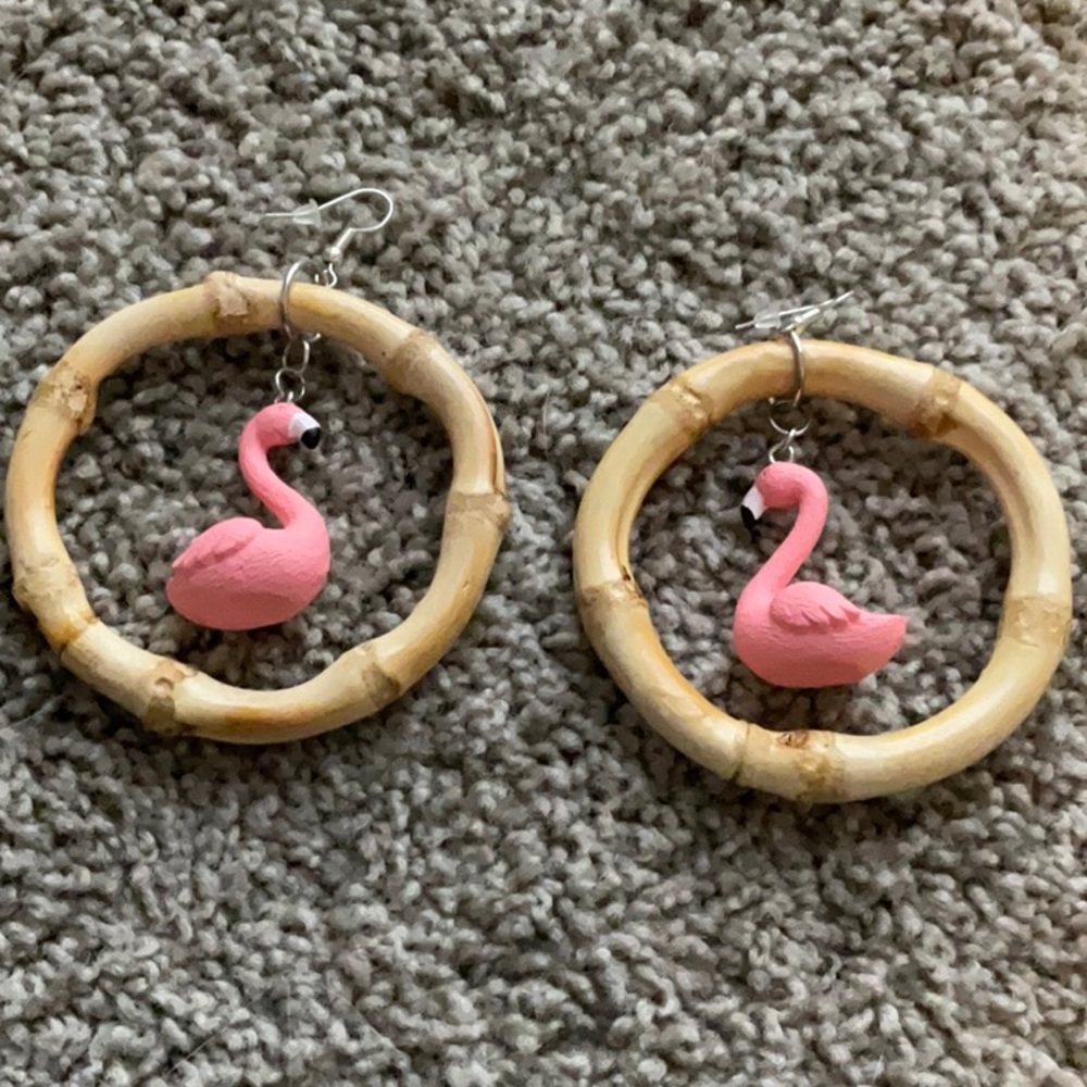 Big fun pink flamingo dangles